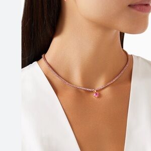 LUV AJ  Mini Ballier Cubic Zirconia Heart Pendant Necklace